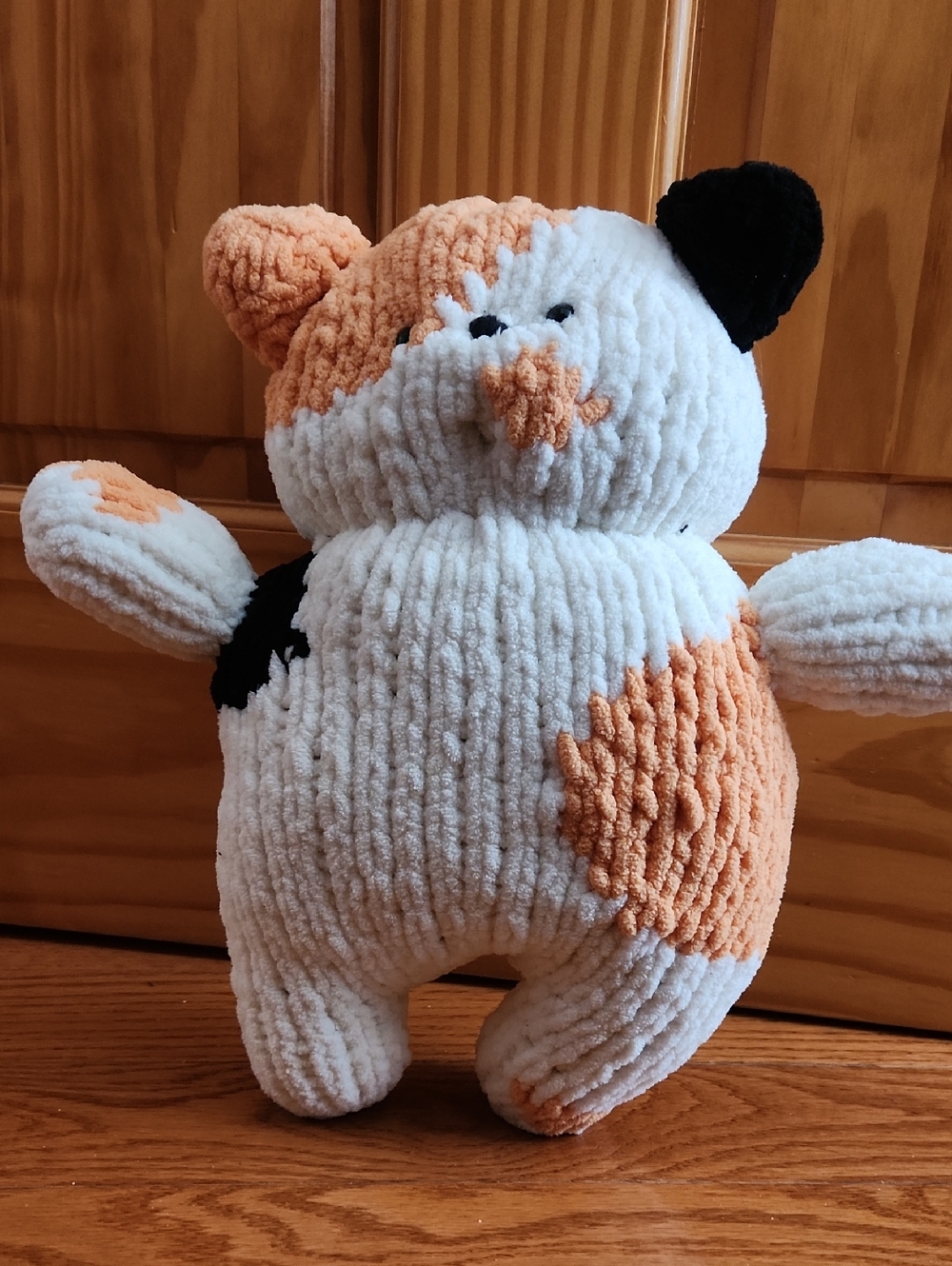 Hand Crochet Cat Animal - White, Orange, Black